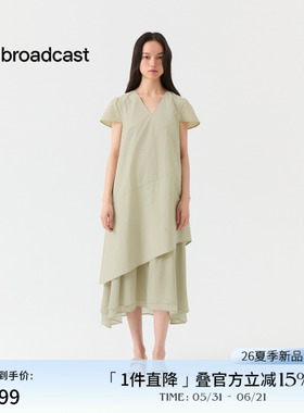 播不规则裙摆短袖连衣裙女26夏季新款垂感A字裙DDT2LD5605