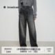 刺绣口袋长裤 女春秋新款 BDS1KD1482 黑灰色宽松牛仔裤 播商场同款