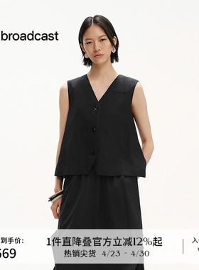 播商场同款时髦洋气马甲上衣女夏季新款黑色坎肩BDS2MD2456