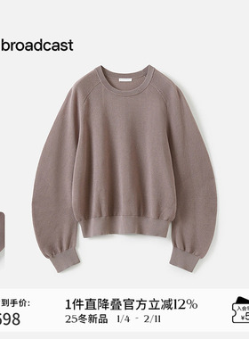 播商场同款纯色套头针织衫女25早秋新品宽松圆领上衣BDS3SD3195
