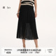 新款 播 飘逸百褶裙女夏季 商场同款 黑色半身裙BDS2BD2489
