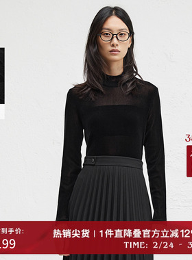 播商场同款半高领网纱T恤内搭女冬新款气质正肩打底衫BDR4YD3974