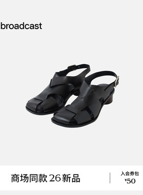 【商场同款】播26夏新品时髦女式粗跟皮凉鞋BPT2XD8203