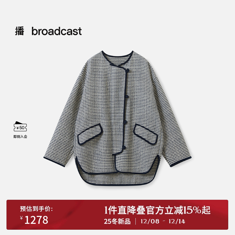 时尚复古格纹圆领