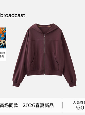 播商场同款休闲连帽短款卫衣外套女26春季新款复古上衣BDT1WD2307