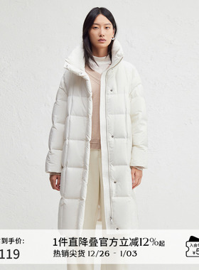 播商场同款保暖白鸭绒羽绒服女24冬新中长款宽松外套BDR4RD4119