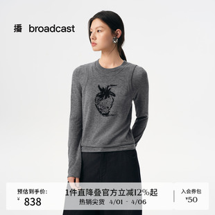 新款 BDS3SD3252 女秋季 假两件套头针织衫 100%羊毛 播商场同款