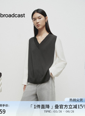 播商场同款职场通勤假两件拼接毛衫女春秋新款上衣BDS1SD1101