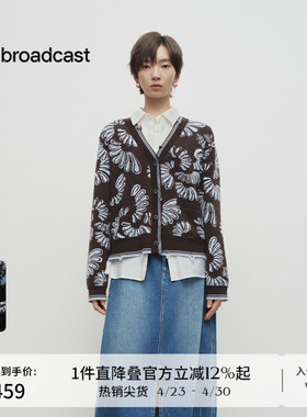 播商场同款提花V领针织衫女春季复古软糯显瘦毛衣BDS1UD1081