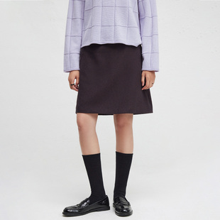 播羊毛呢格纹A字半身裙女2024冬季 显瘦气质裙子DDR4BD5101 新款