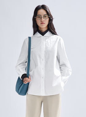 播白色衬衫女商场同款2024春季新款设计感文艺风衬衣BDR1CD0189