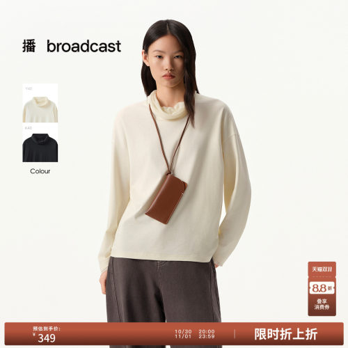 【商场同款】播26春秋网纱半高领宽松长袖T恤通勤上衣BDT1YD1235