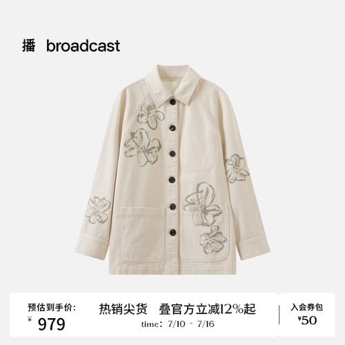 【商场同款】播26春夏新品宽松印花翻领牛仔短外套上衣BDT1WD1173