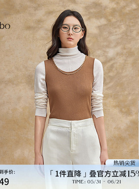 播 bo 商场同款金属链装饰吊带衫女2024夏新款背心上衣BDR2DD2711