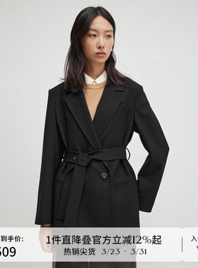 播商场同款黑色正肩廓形西装女24秋松弛感宽松外套BDR3XD1849