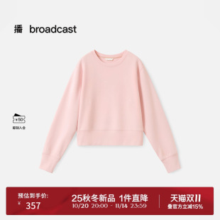长袖 宽松短款 T恤DDS3YD5055 新款 播休闲圆领纯色卫衣女25秋季