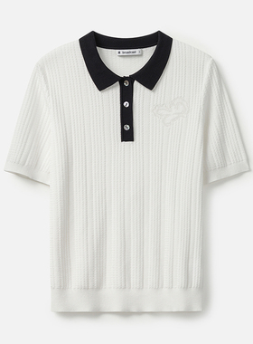 播商场同款Polo领航海撞色针织T恤女秋新提花薄款毛衣BDR8SD3382