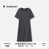 播商场同款 休闲T恤裙BDS2LD2472 黑白条纹航海系连衣裙女夏新款