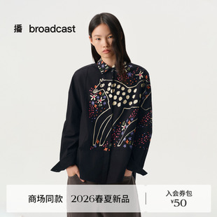 女26春新款 EGED系列小马印花黑色衬衫 BDT1CD1348 ENIKO 播倪妮同款