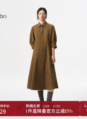 播商场同款半袖翻领衬衫连衣裙女秋新品通勤长裙BDS3LD4631