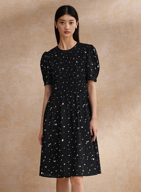 播泡泡袖碎花连衣裙女商场同款淡人收腰显瘦气质长裙BDR2LD1147