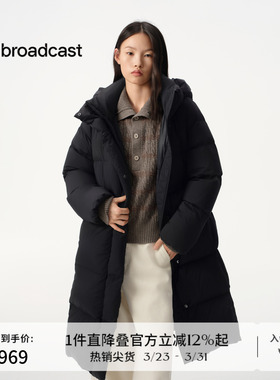 播商场同款黑色中长款宽松鹅绒服女冬新款防寒羽绒服BDS4RD3607