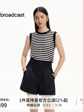 播商场同款轻薄无袖条纹针织衫女夏季新款气质上衣BDS2SD2362