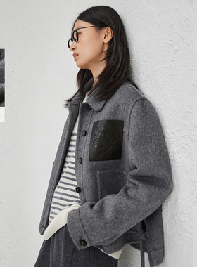 【羊毛】播商场同款复古宽松休闲短款24冬新毛呢外套女BDR4AD3763