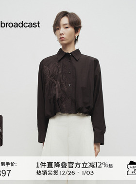 播商场同款中式刺绣衬衫外套女25春新花苞下摆短款上衣BDS1WD1403