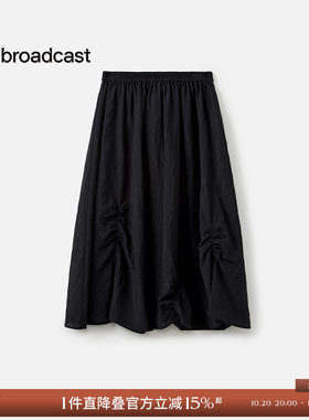 播夏季A字半身裙女简约通勤宽松中长款半裙女