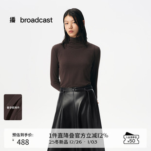 上衣BDS3YD3011 黑色气质长袖 播商场同款 假两件圆领T恤女25秋新款