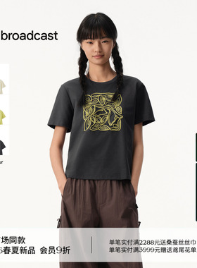 播商场同款圆领刺绣肌理T恤女26夏季新款宽松慵懒上衣BDT2YD1780