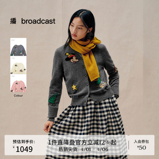 播商场同款 女冬季 新款 BDS4UD3721 迪士尼米奇系列休闲针织开衫