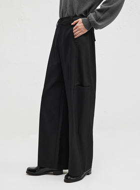 播商场同款黑色宽松阔腿裤女24秋季新款简约垂感休闲裤BDR8KD3379