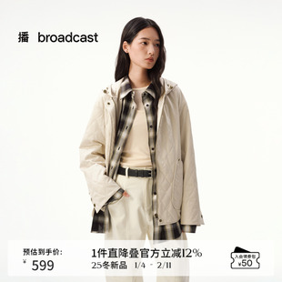 播假两件拼接短外套女秋冬连帽宽松随性上衣DDS4PD5236