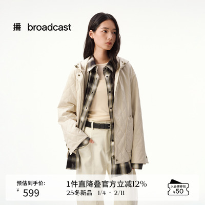 播假两件拼接短外套女秋冬连帽宽松随性上衣DDS4PD5236