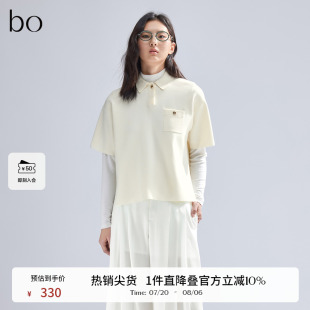 毛衣BDR1SD2113 播黑标系列polo领针织衫 女2024春新款 薄款 短袖