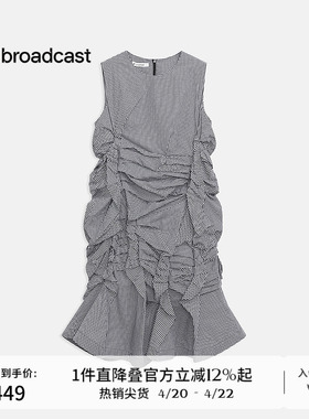 播不规则设计感连衣裙女商场同款2024夏季新款无袖短裙BDR2LD1087