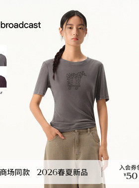 播商场同款小马印花圆领短袖T恤女26春季新款正肩上衣BDT1YD2908