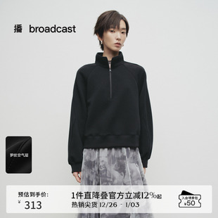 美式 新款 休闲宽松上衣BDS1VD1574 拉链立领卫衣女25春季 播商场同款