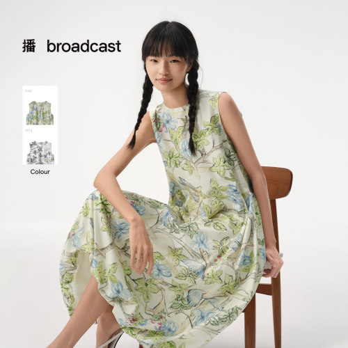 【花影栅梦】诗意东方艺术感图案 播无袖连衣裙女26夏BDT2LD1202