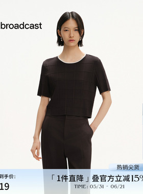 播商场同款撞色圆领短袖针织衫女夏季新款别致上衣BDS2SD2106