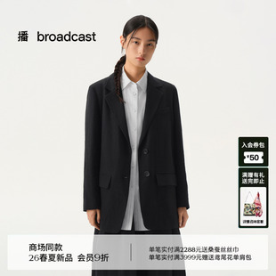 新款 外套女26春季 宽松职场西服BDT1XD1125 黑色通勤西装 播商场同款