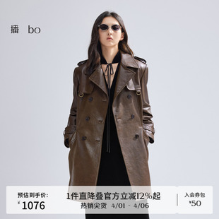 播 商场同款 风衣女商场同款 收腰复古英伦风皮外套BDR1FD2410