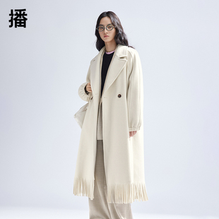 【新中式】播流苏羊毛呢大衣女商场同款中长款毛呢外套BDR1AD0079