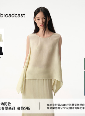 播商场同款宽松无袖花式衬衫女26夏季新款圆领轻薄衬衣BDT2HD2980