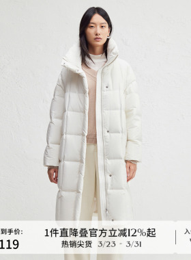 播商场同款保暖白鸭绒羽绒服女24冬新中长款宽松外套BDR4RD4119