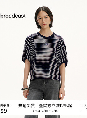 播商场同款航海条纹短袖T恤女春夏美式宽松上衣BDS2YD2538