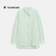 女商场同款 褶皱衬衫 播新中式 时髦文艺上衣BDR2CD1549 薄荷曼波