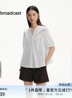 播商场同款新中式气质白衬衫女夏季新款短袖衬衣BDS2CD2463